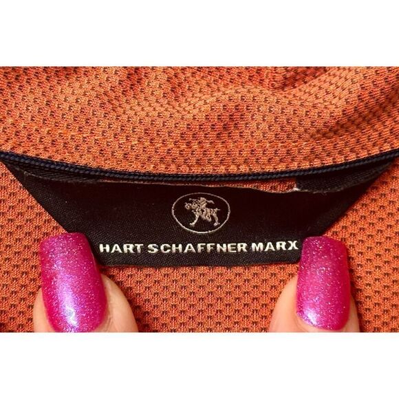 Hart Schaffner Marx Luxury Performance Short Sleeve Spice Orange Polo Shirt L - Picture 3 of 8